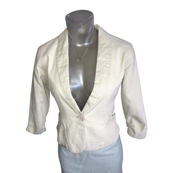 Vintage Y2k WET SEAL Linen Blazer Jacket w Bow Details Size Small S Office Siren - Picture 2 of 9